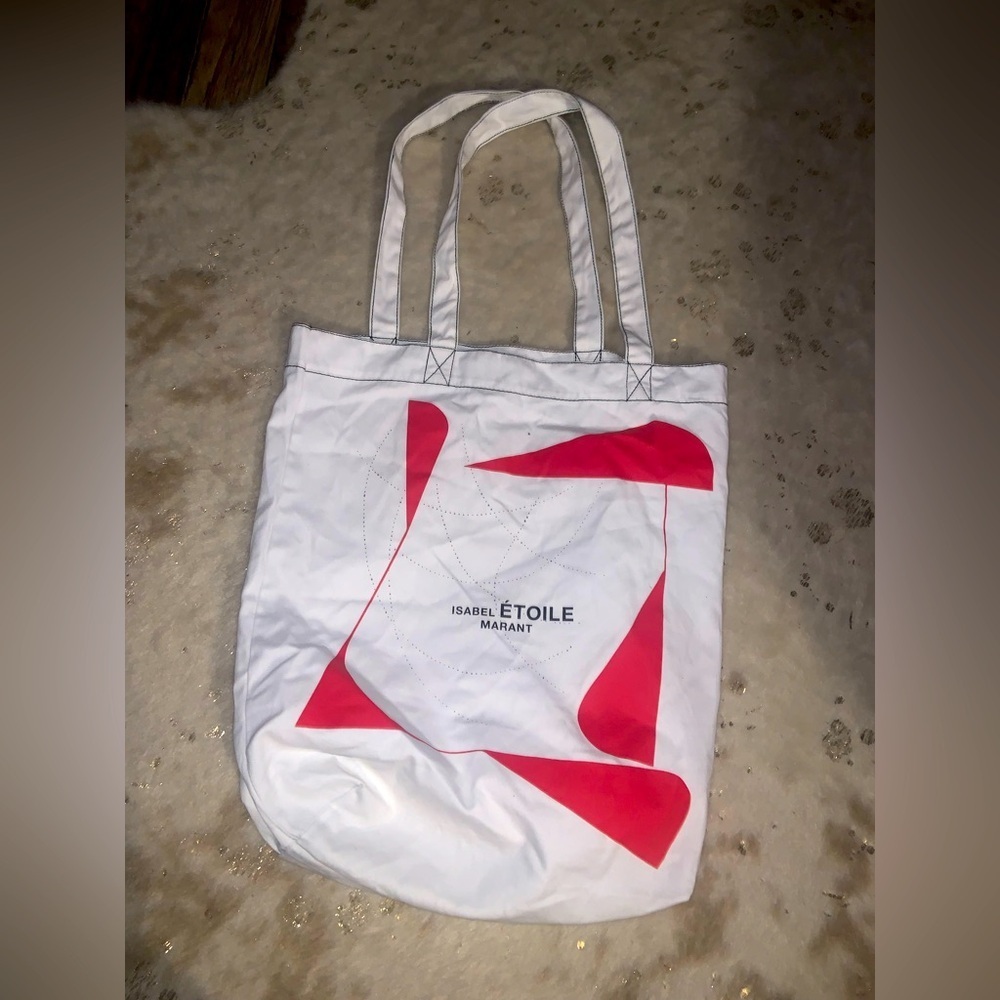 Isabel marant logo red cotton tote bag casual market street bag